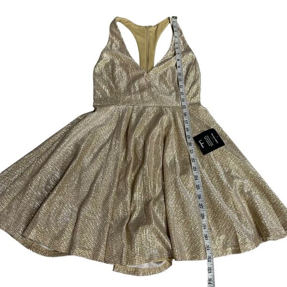 NEW Lulus Apryl Mae Gold Skater Dress Size Small - Picture 5 of 12